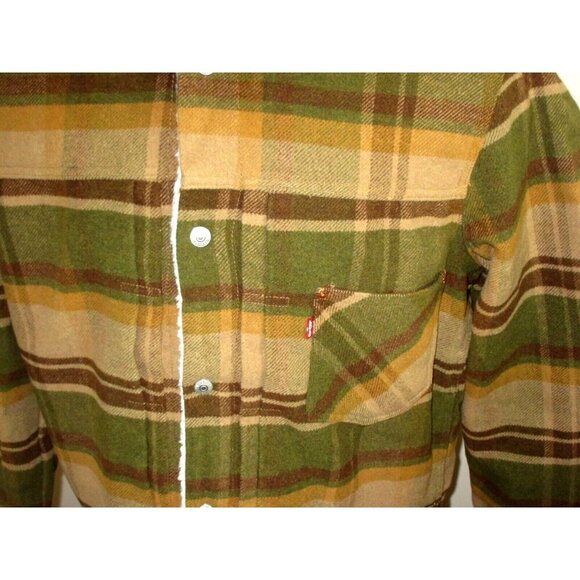 Levi's Strauss Men's Brown Plaid Sherpa Lined Classic Trucker Jacket NWT - Picture 2 of 9